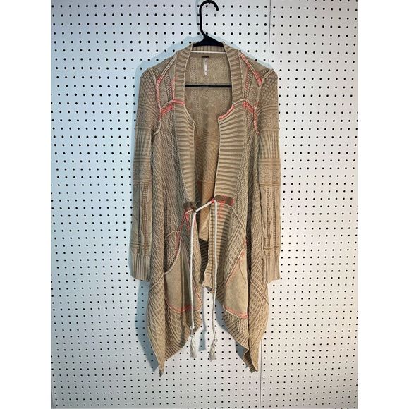 Free People Tan and Pink Cardigan Sweater - Picture 1 of 9